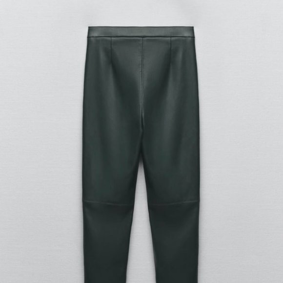 ZARA Women's Faux Leather Skinny Leggings(Dark Green, US M, L, XL/EUR M, L, XL) - Picture 7 of 11